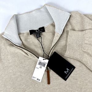 New Mens Magaschoni 1/4 Zip Pullover Sweater Size XL NWT Cotton Acrylic Tan